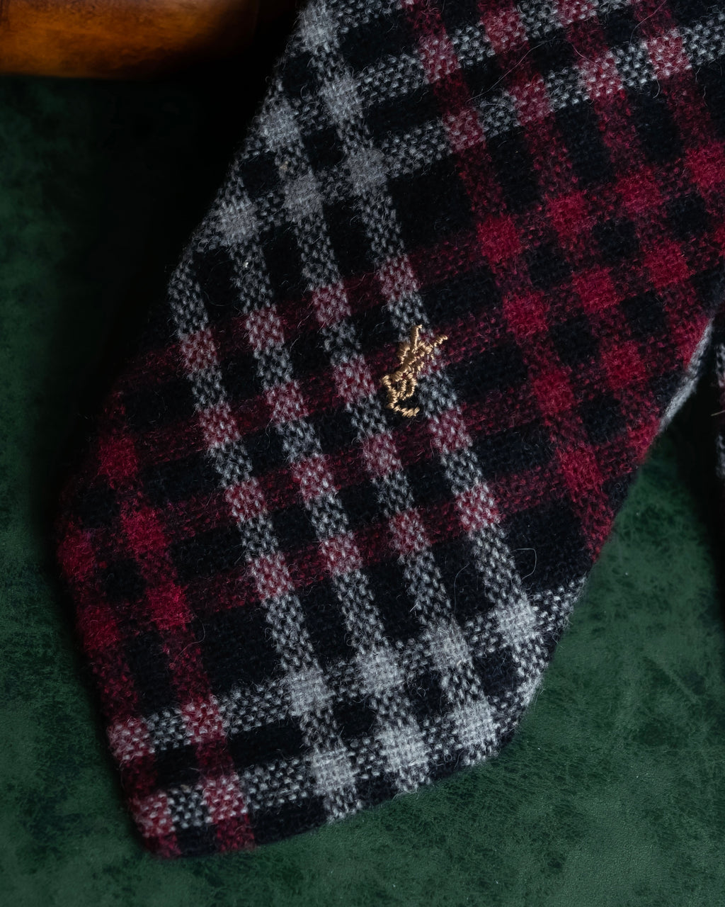 "YVES SAINT LAURENT" Tartan check wool neck tie