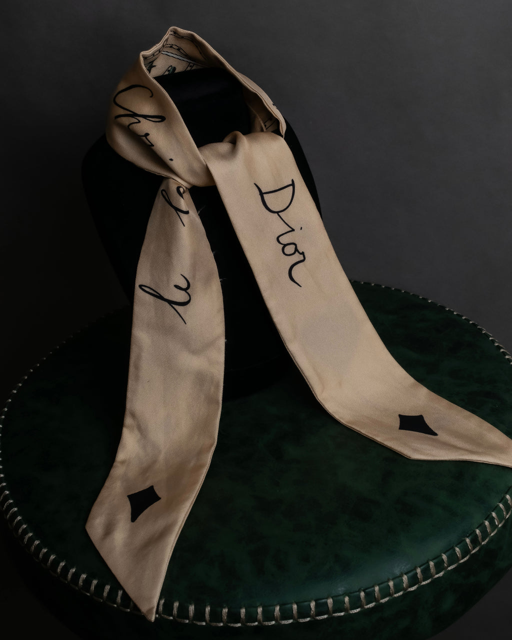 "Christian Dior" Iconic motif silk twilly scarf