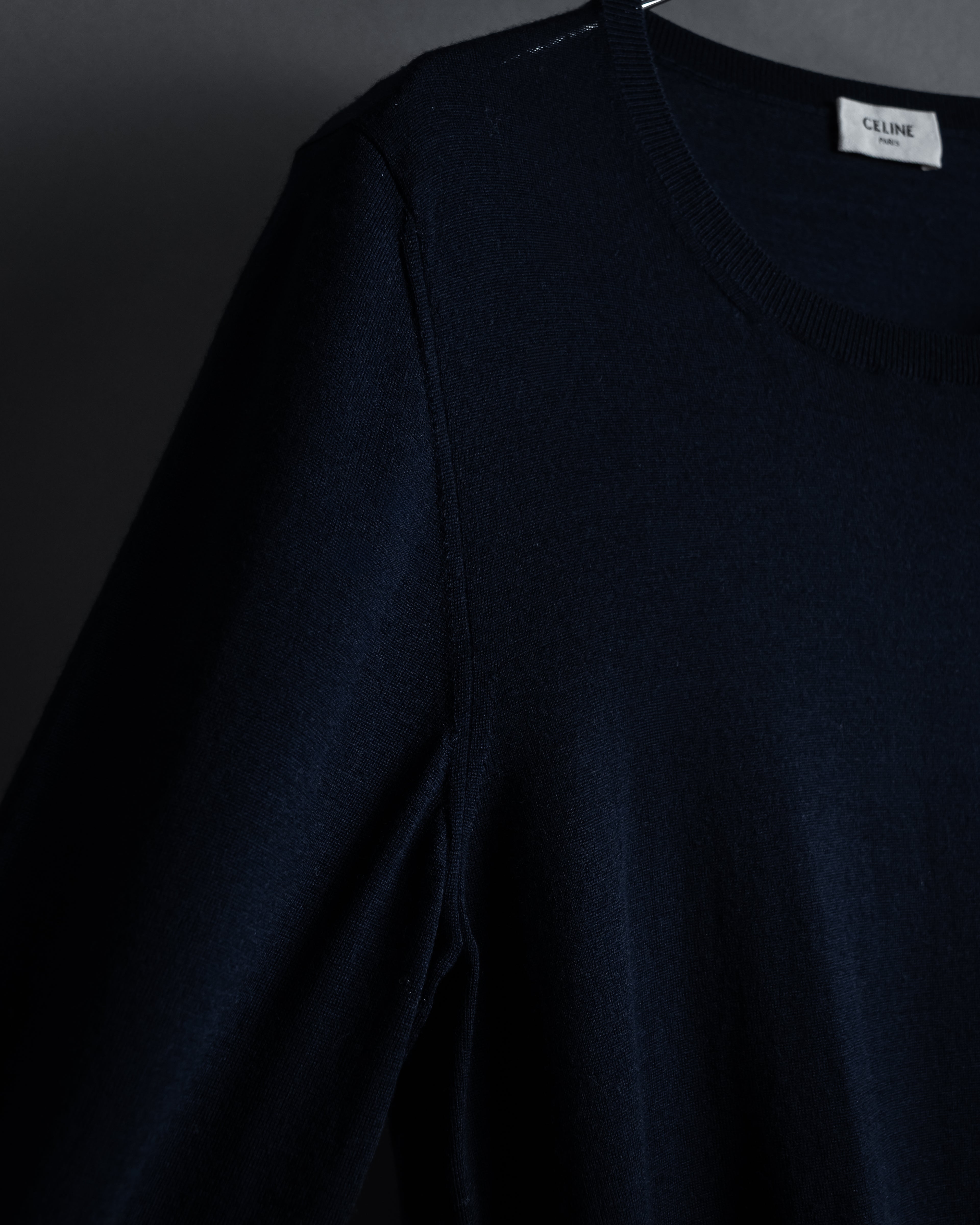 "CELINE" Hedi Slimane design compact silhouette wool knit