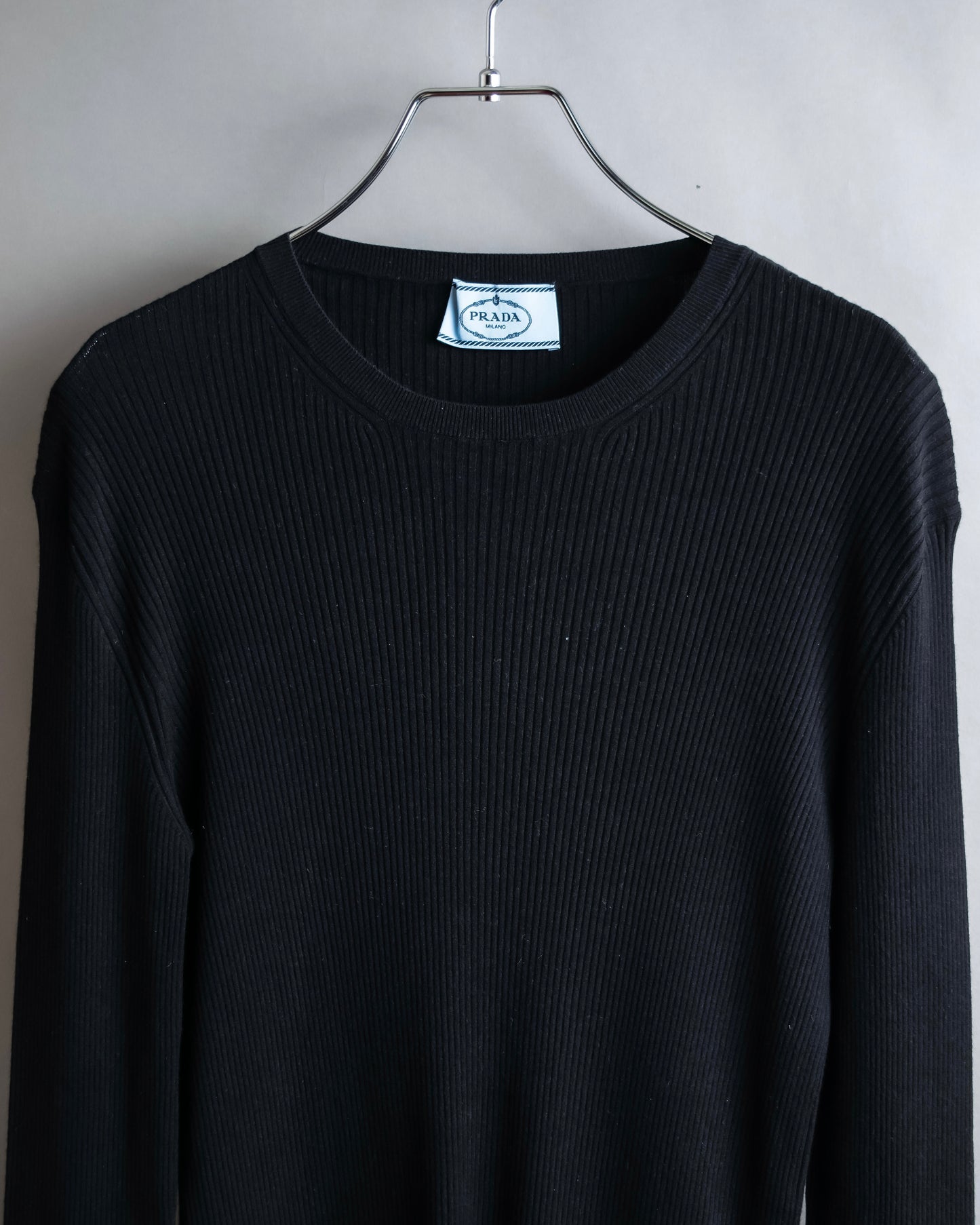 "PRADA" Ribbed black color pullover knit