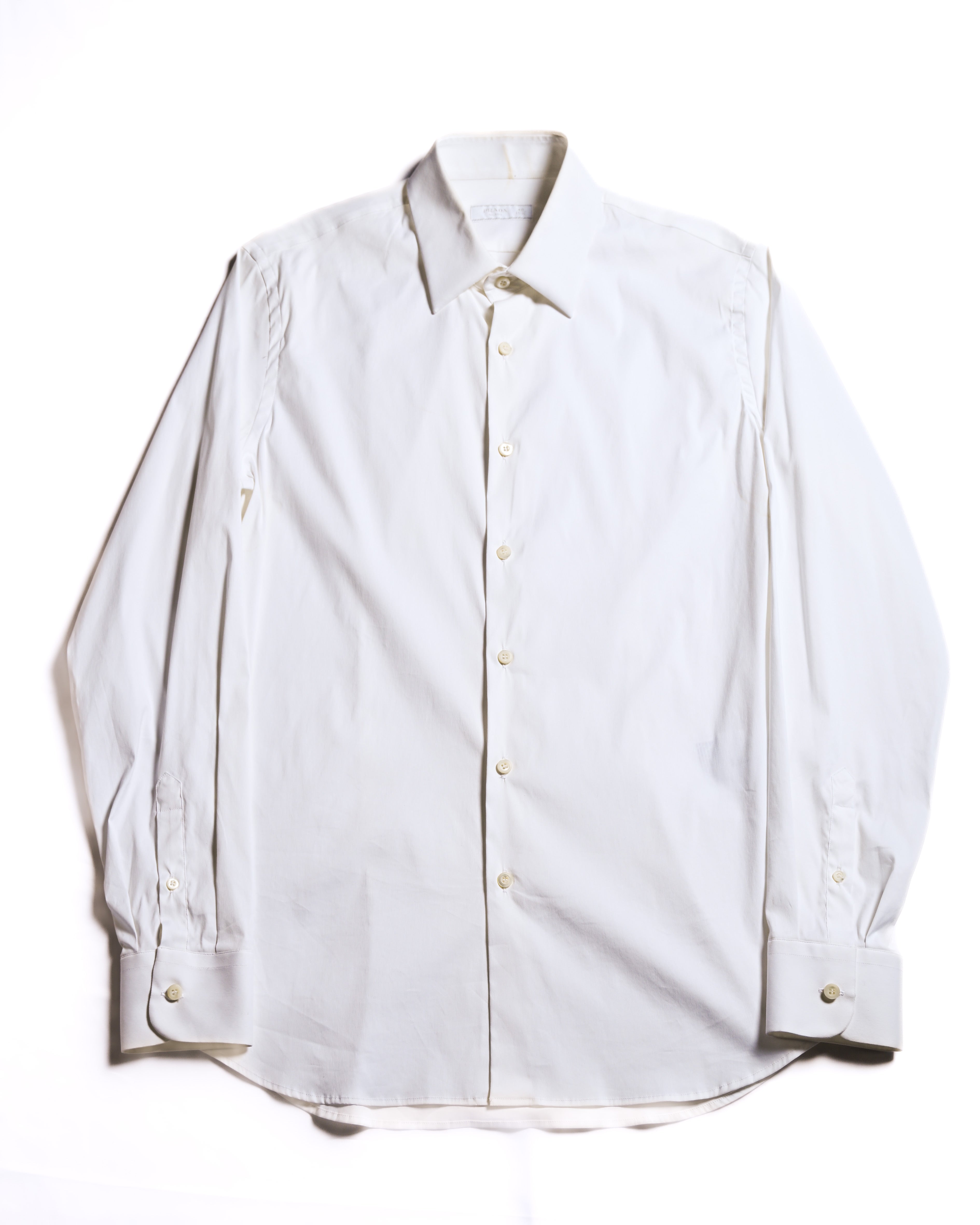 PRADA/ 2021 Thick Collar Oversized Dress Shirt White