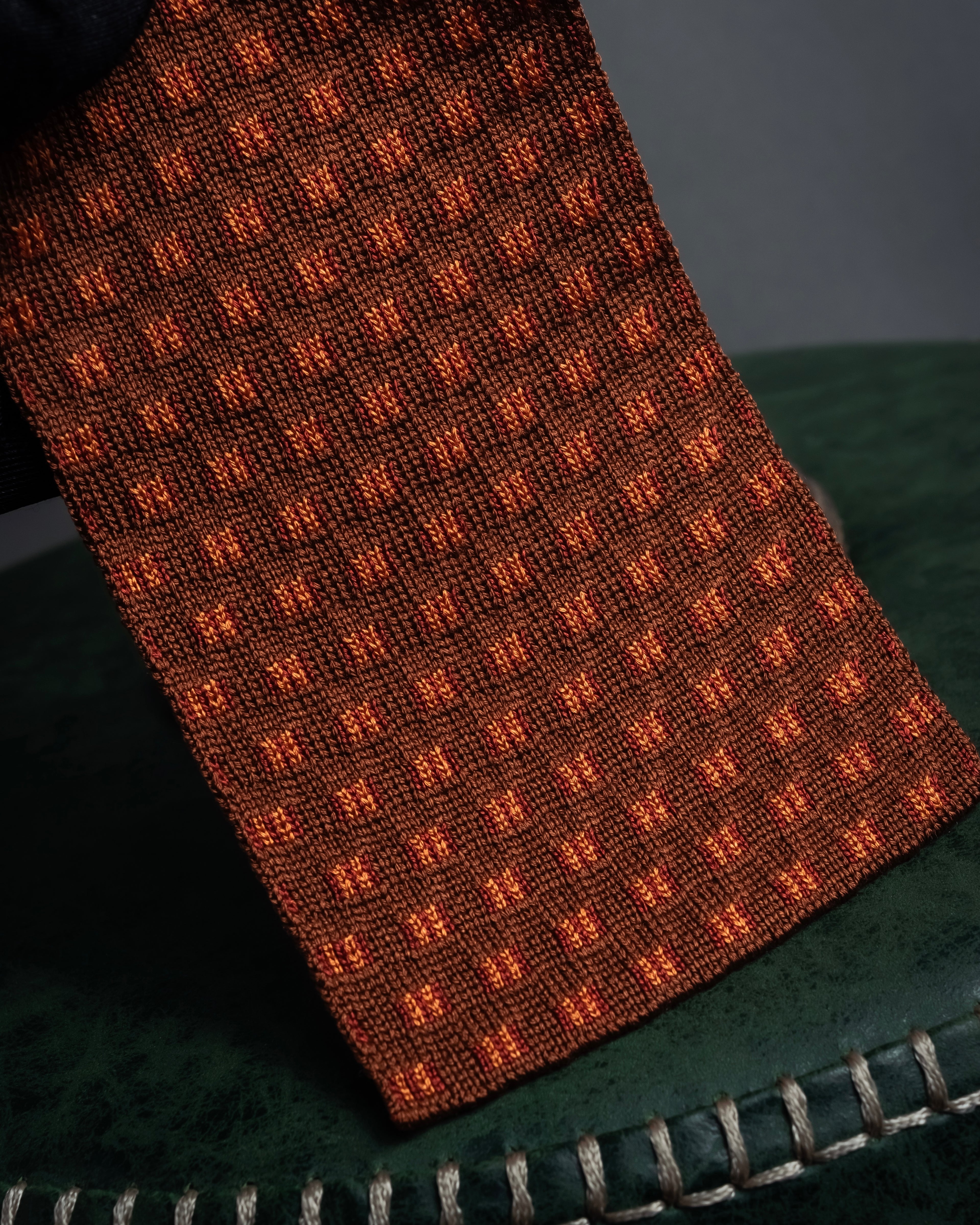 "HERMES" Mosaic dot knit silk neck tie