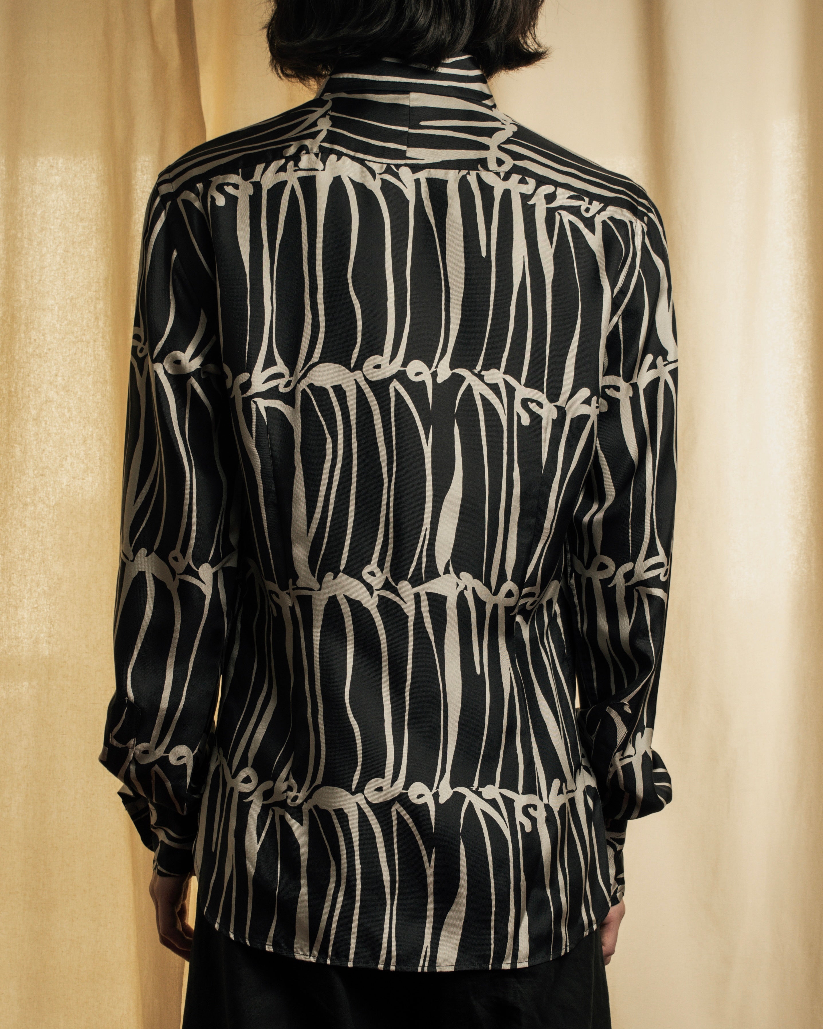 "GUCCI" Handwritten calligraphy pattern silk shirt