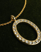 "Christian Dior" 80's-00's Rhinestone oval pendant necklace