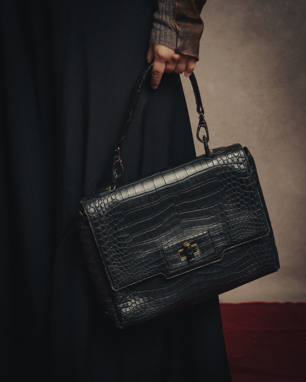 -SPECIAL- “GUCCI“ 70’s Crocodile turn lock handbag