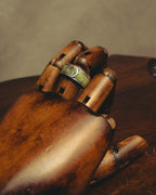 "GUCCI" 20's Ornate green inlay wide band ring