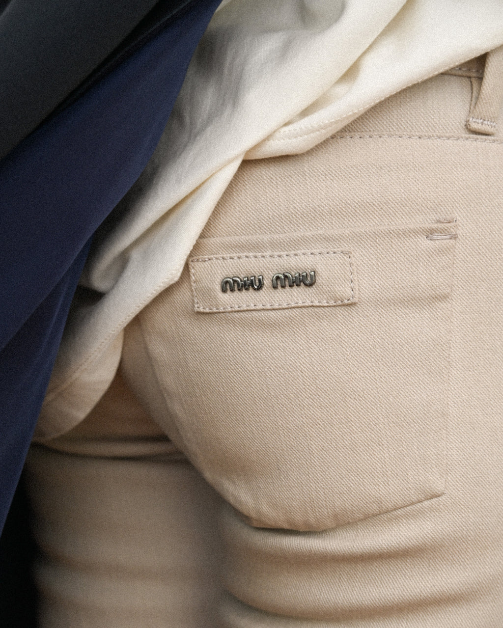 MIU MIU/ Back Metal Logo Designed Riding Pants Beige