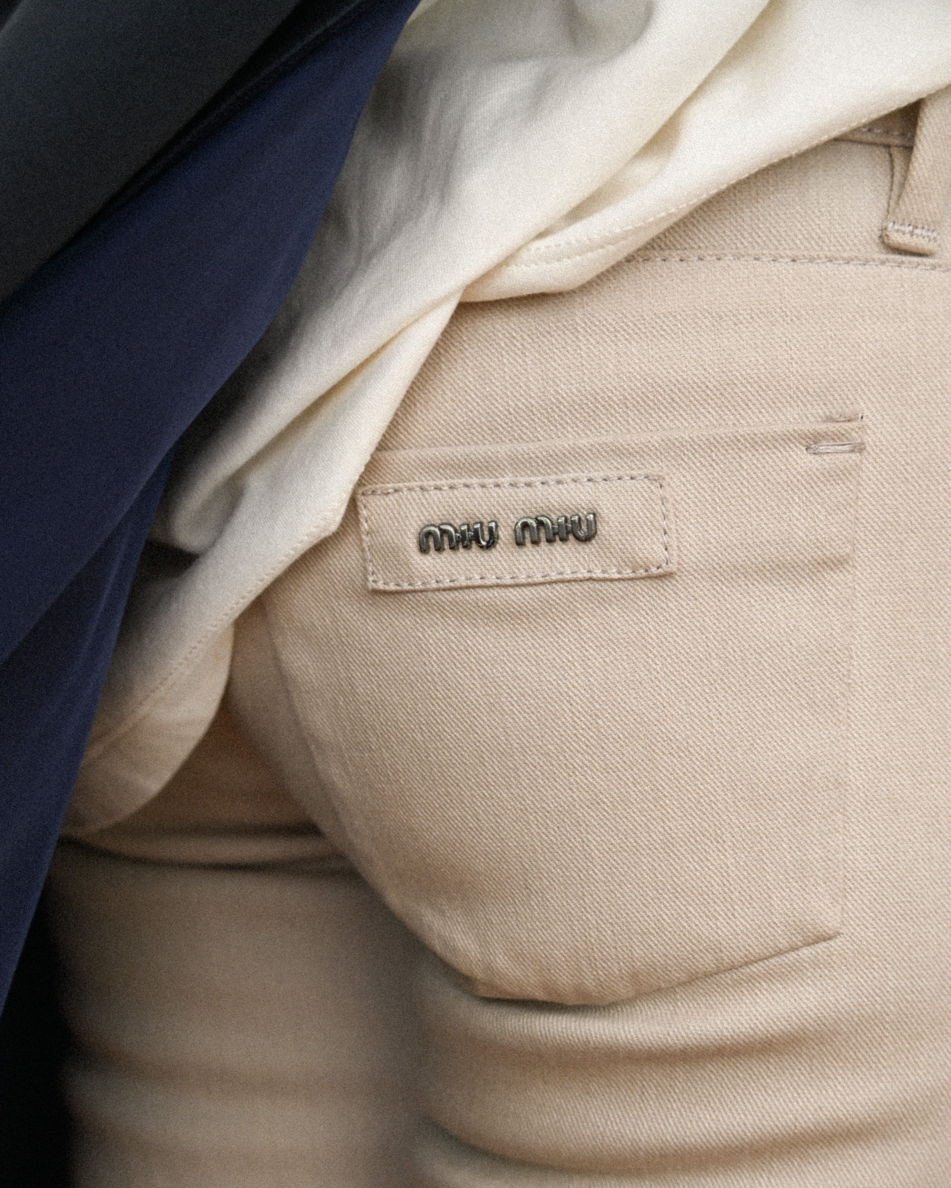 MIU MIU/ Back Metal Logo Designed Riding Pants Beige