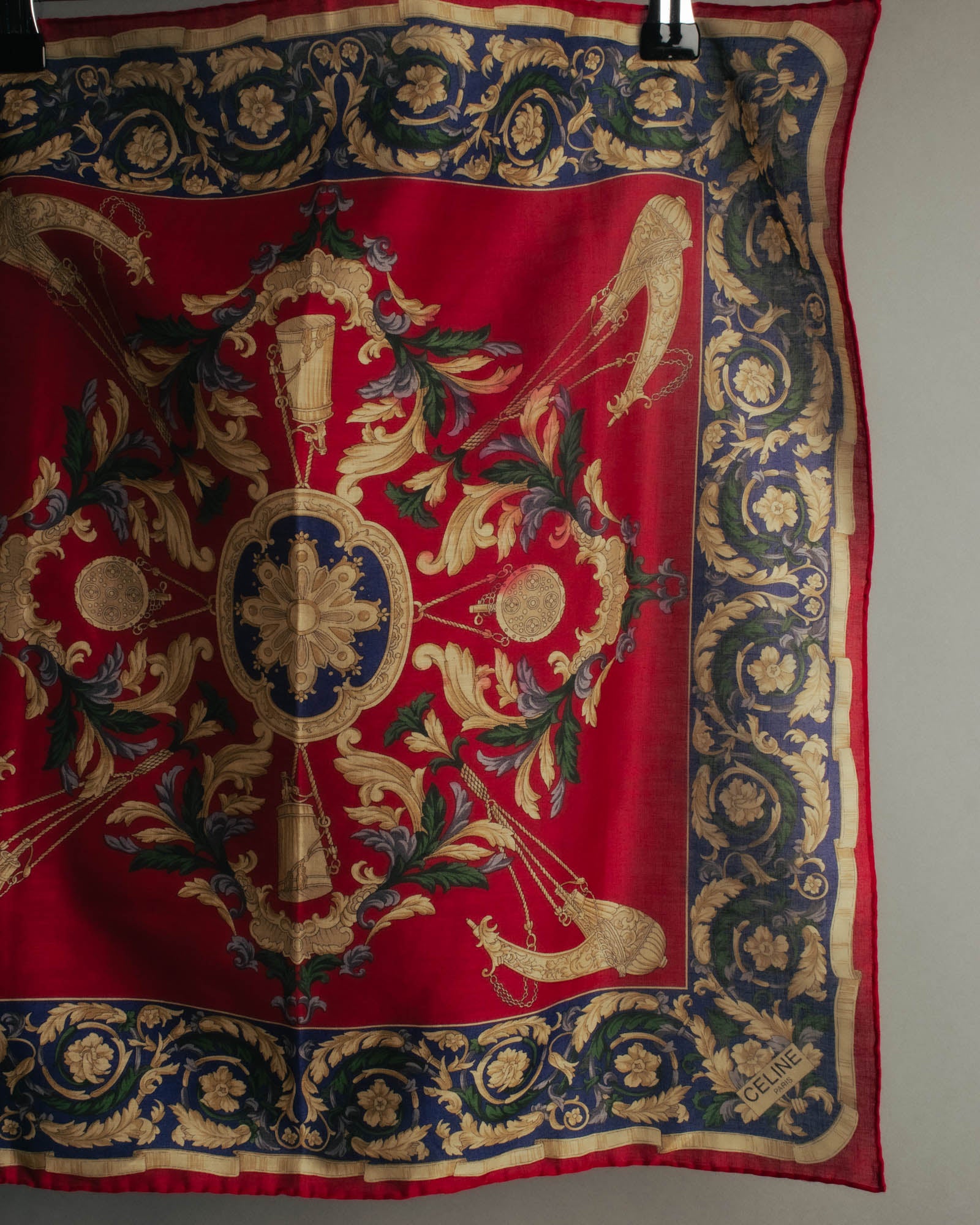 “CELINE” 80’s-90’s Baroque carriage motif mini scarf