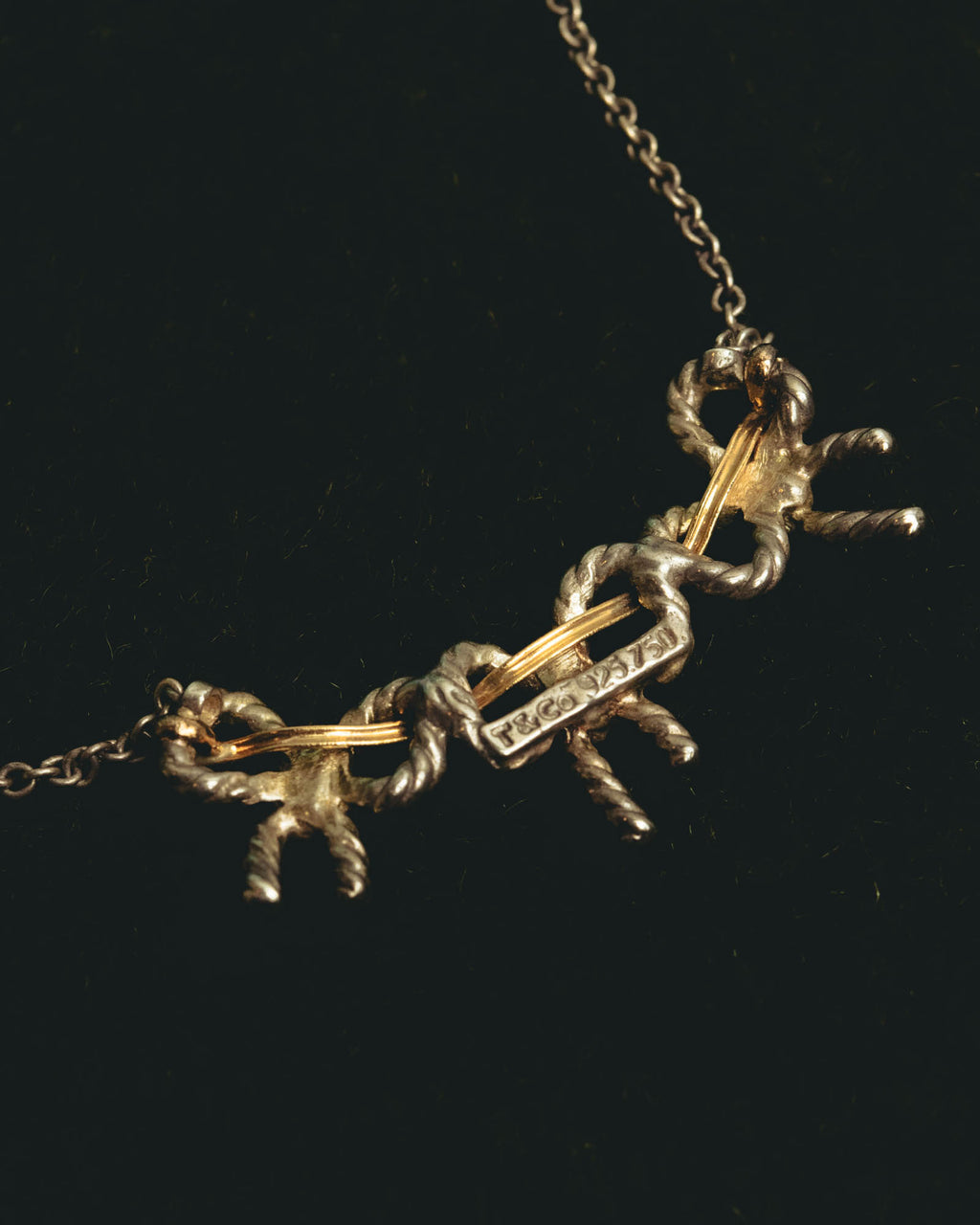 "Tiffany & Co." 80's-90's Sculptural triple bow necklace