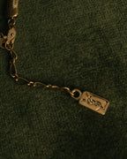 "Yves Saint Laurent" 80's-00's Gold tone textured pendant necklace