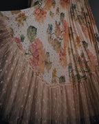 "RED VALENTINO" 19-20’s Floral pleated skirt with tulle hem