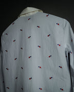 “GUCCI” 2017 heart and dagger embroidered bow tie shirt