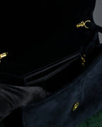 "Salvatore Ferragamo" Antique jewelry motif design velvet shoulder bag