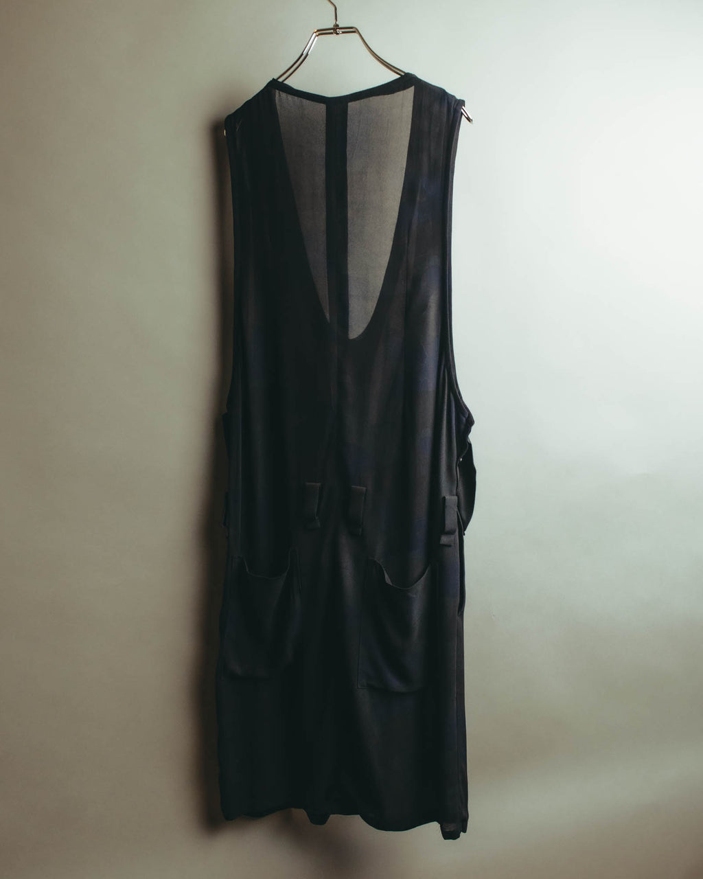 "Y's" 00's-10's Layered cupro sleeveless maxi dress
