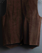 "CELINE" Horse tack motif metal fittings design suede vest