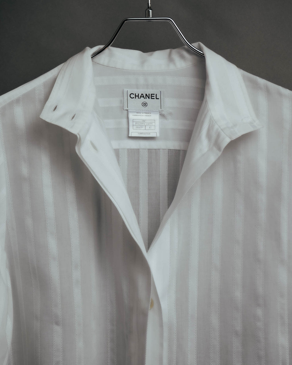 -SPECIAL- “CHANEL” 08 Cruise Collection Sheer cotton stand collar shirt