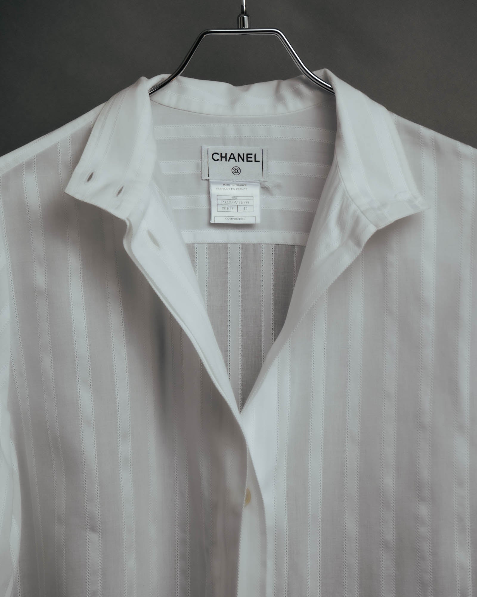 -SPECIAL- “CHANEL” 08 Cruise Collection Sheer cotton stand collar shirt