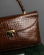 "Franco Parmiggiani" Turn lock design crocodile texture hand bag
