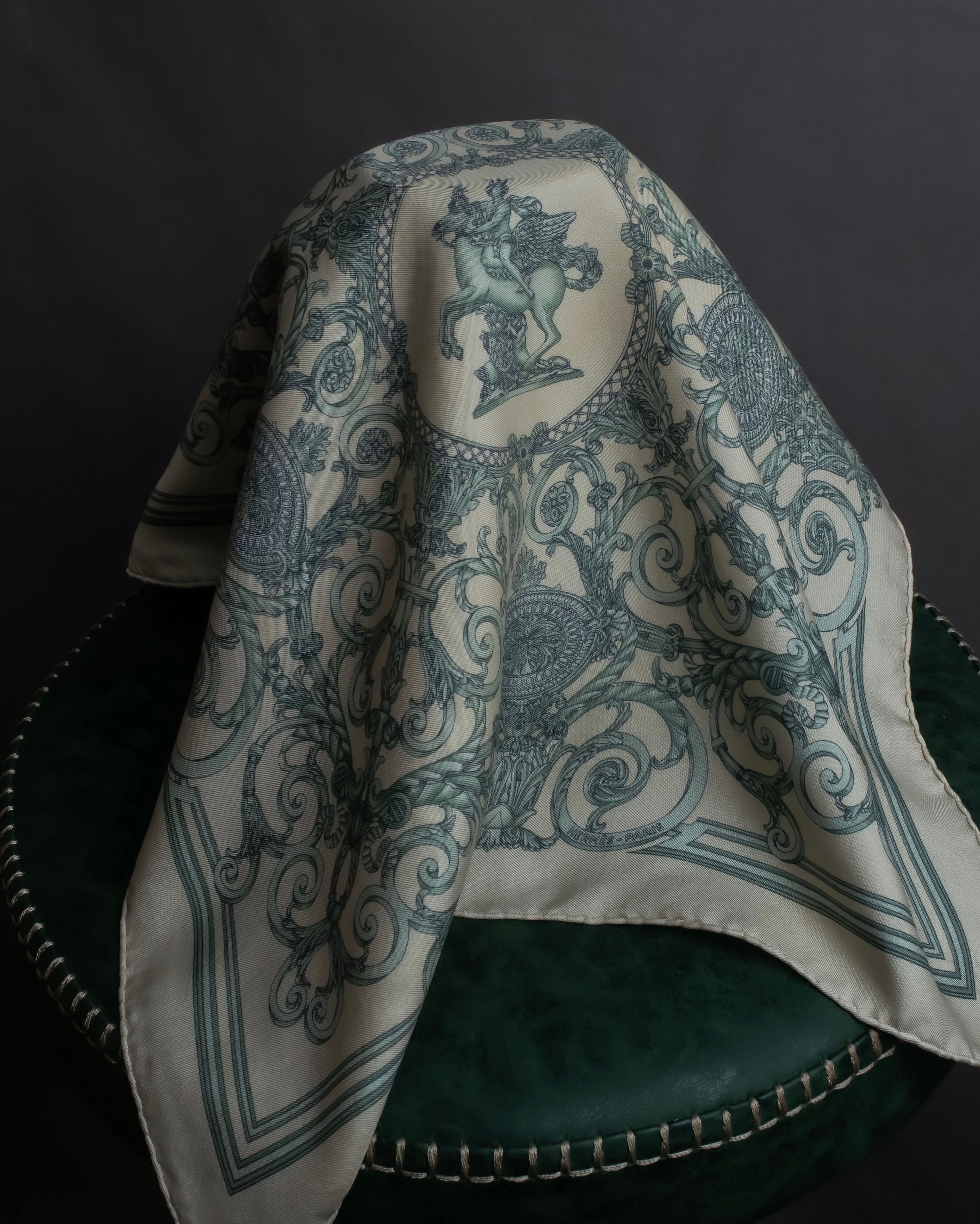"HERMES" Petit Carre 45 LES TUILERIES silk scarf