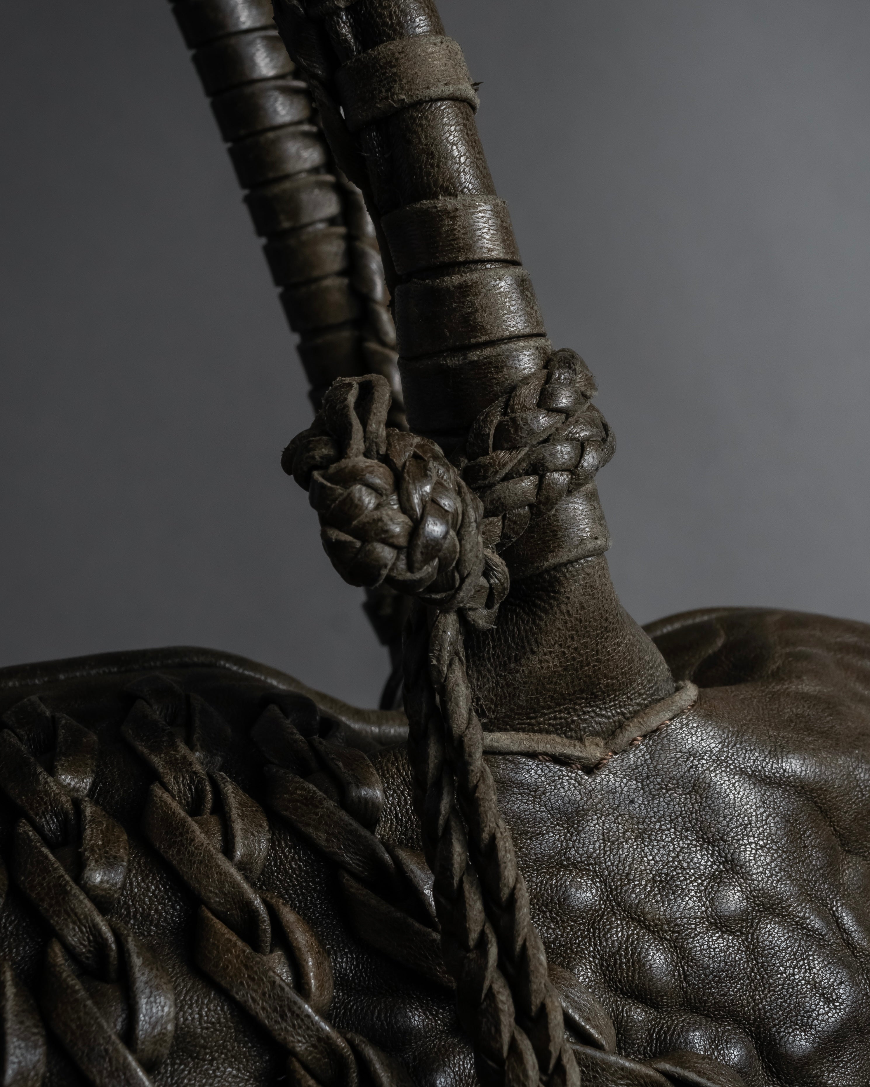 "FALORNI" Braided leather dome boston bag