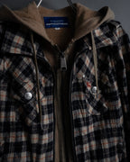"BURBERRY Blue Label" Layered docking design hooded zip jacket