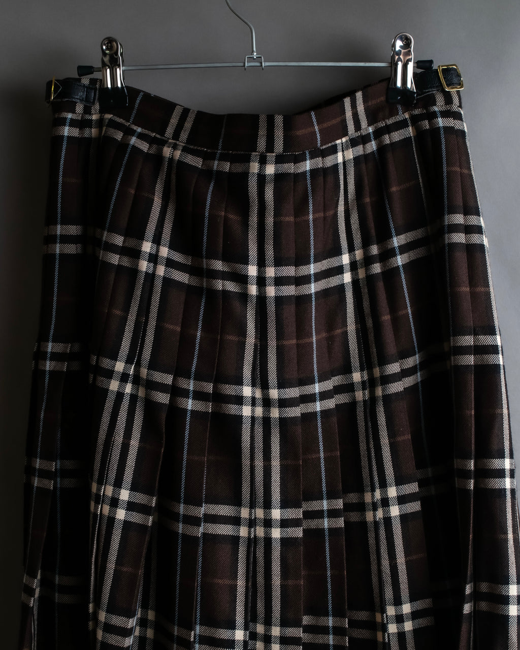 "BURBERRY" Brown tartan check pleated wrap skirt