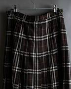 "BURBERRY" Brown tartan check pleated wrap skirt