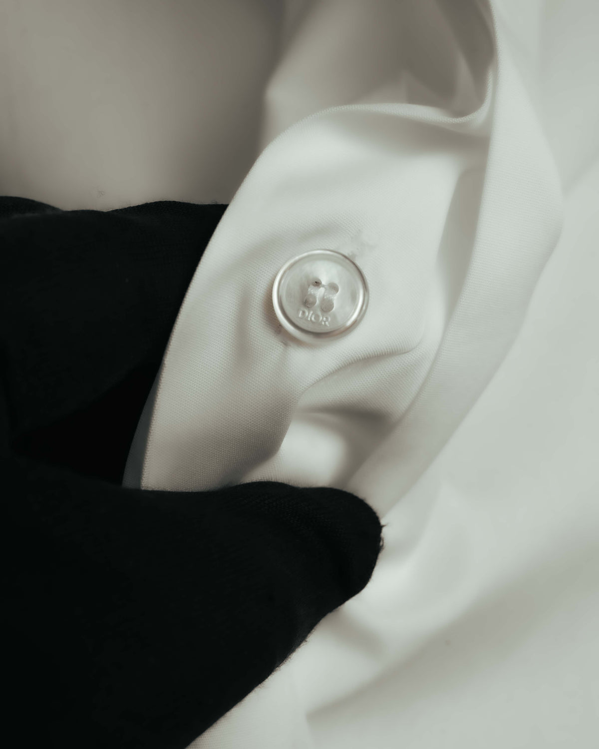 -SPECIAL- "Dior" 10's-20's Sculptural cord embellished concealed placket long sleeve dress shirt