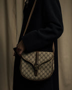 "GUCCI" 1970-80's Clasp design GG logo pattern shoulder bag