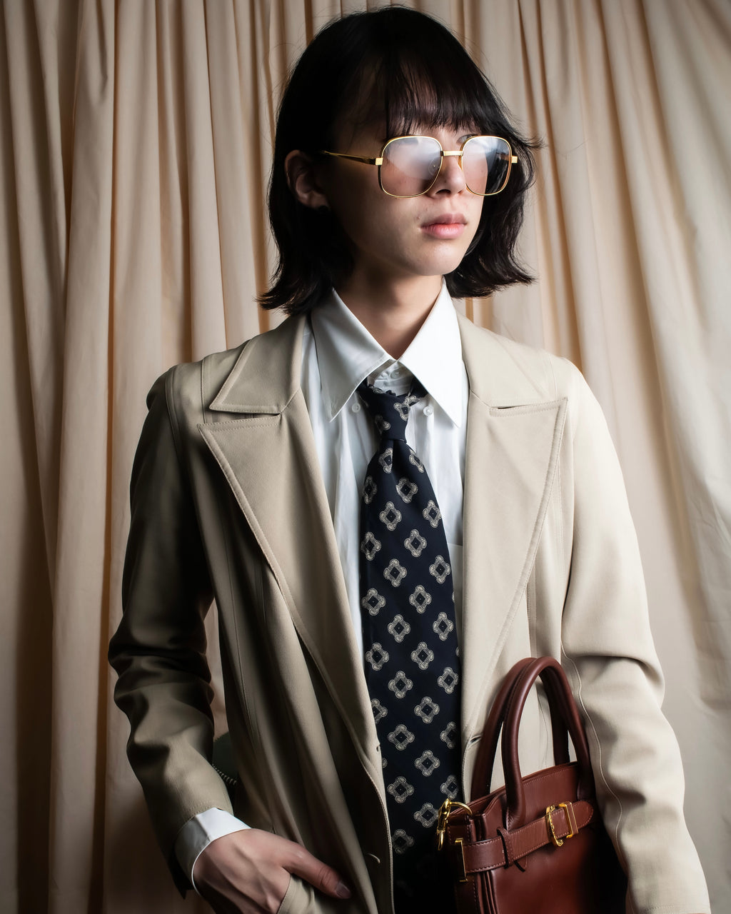 "GIORGIO ARMANI" Paisley pattern silk monotone necktie