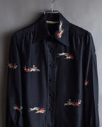 "Christian Dior" Hand painted greyhound motif silk blouse
