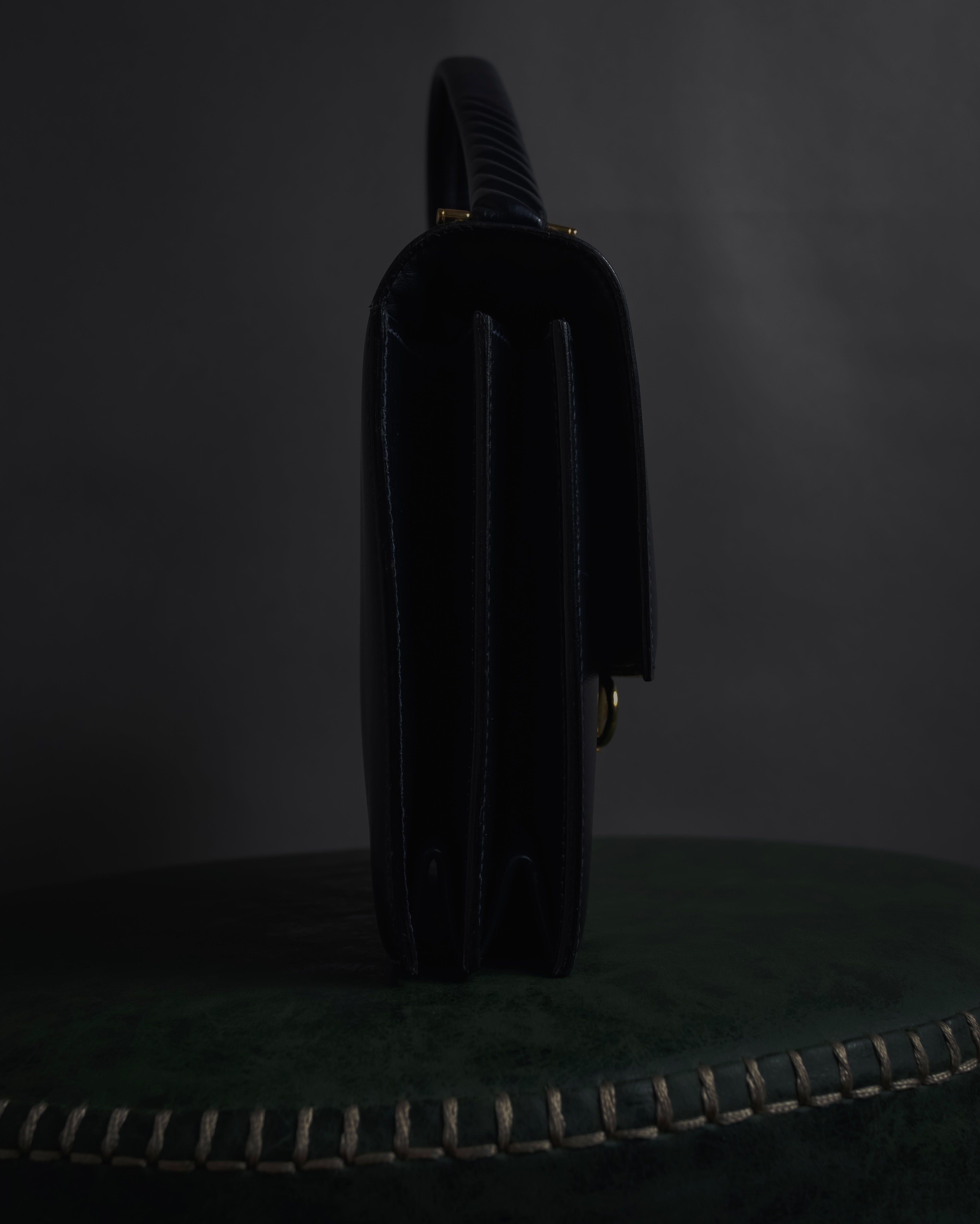 -SPECIAL- "HERMES" 60’s early sandrine box dark blue calf bit bag