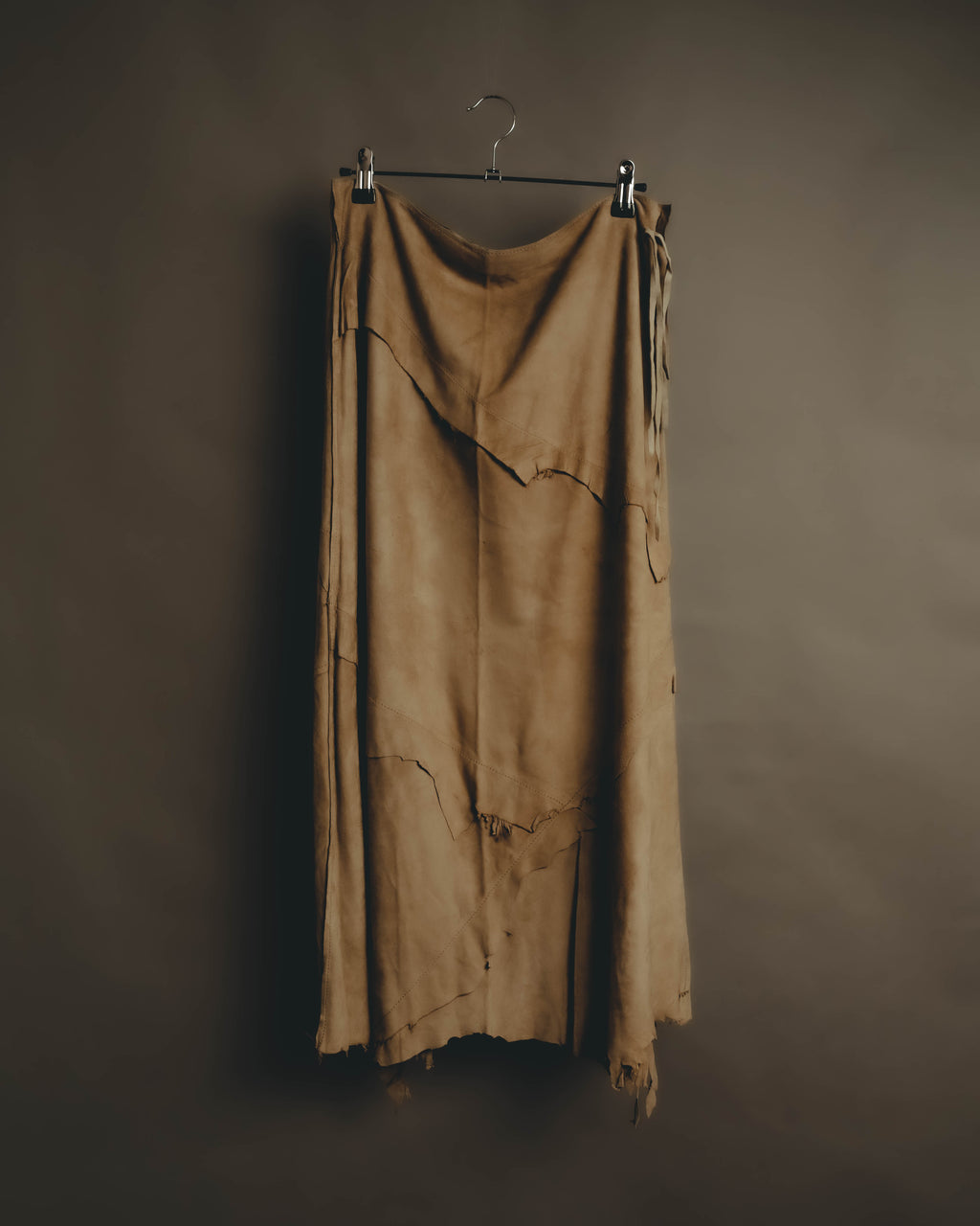 “DOLCE&GABBANA” 1999-2003 Distressed suede patchwork maxi skirt