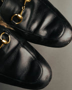 "GUCCI" 2010's Fur lined horsebit backless loafer