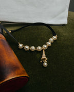 -SPECIAL- “DIOR” 2017-2023 Eiffel tower pearl ribbon choker