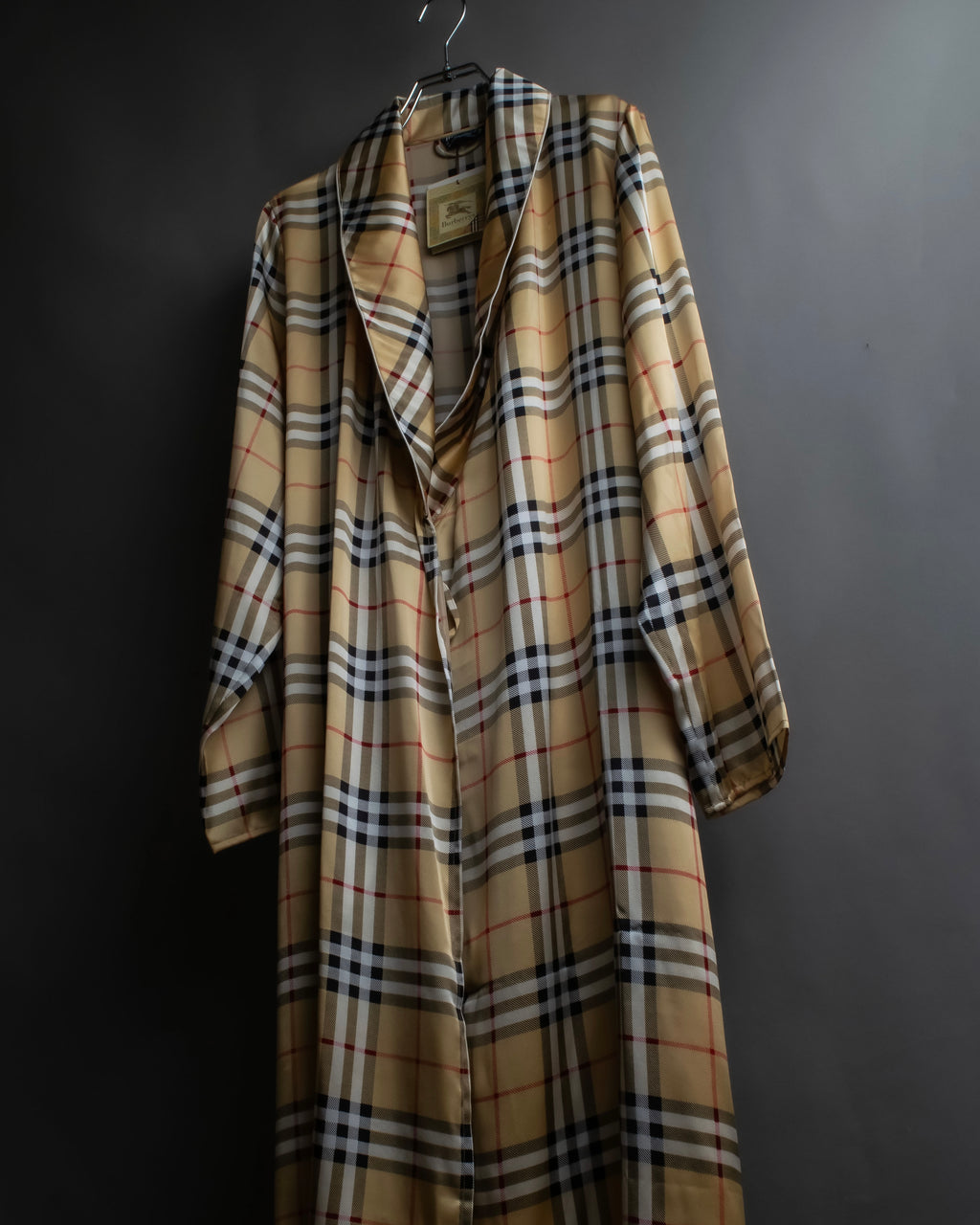 "BURBERRYS" Nova check maxi length silk gown coat