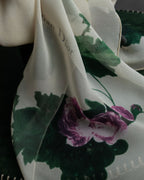 "Christian Dior" Wreath floral design silk scarf