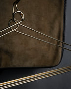 "LOEWE" 80's-90's Logo engraved suede leather combination business bag