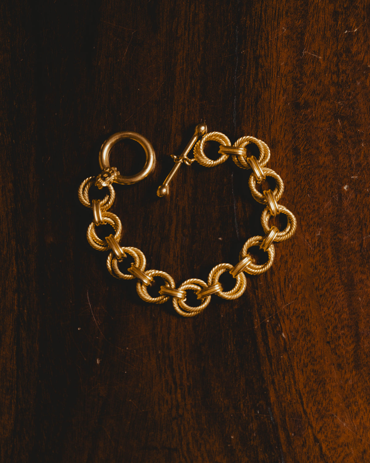 “CELINE” Late 80’s-early 90’s twisted rope circle link toggle bracelet