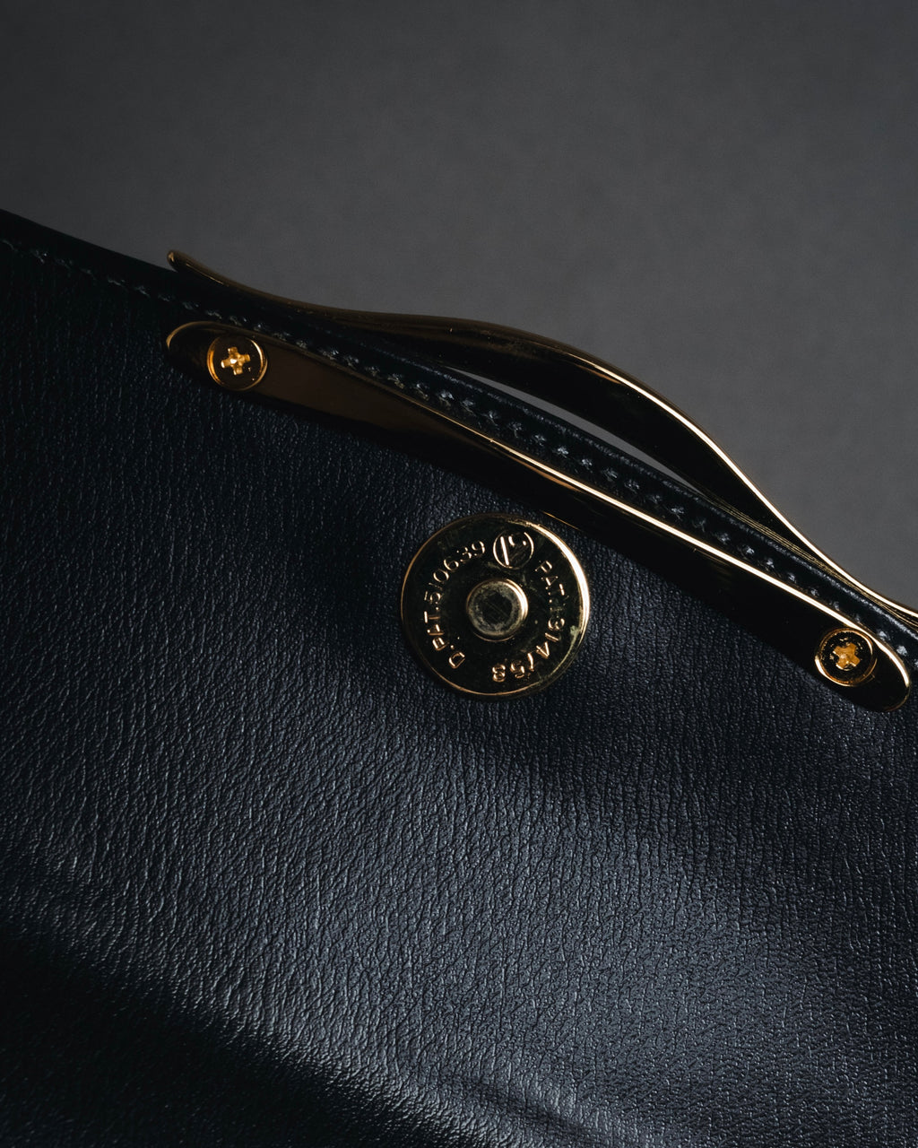 "PIERRE BALMAIN" 80’s-90’s box calf gold bar top handle bag