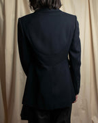 "HERMES" 90's classic detail dark blue tailored jacket