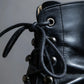 "YVES SAINT LAURENT" Side zip design lace up heel boots