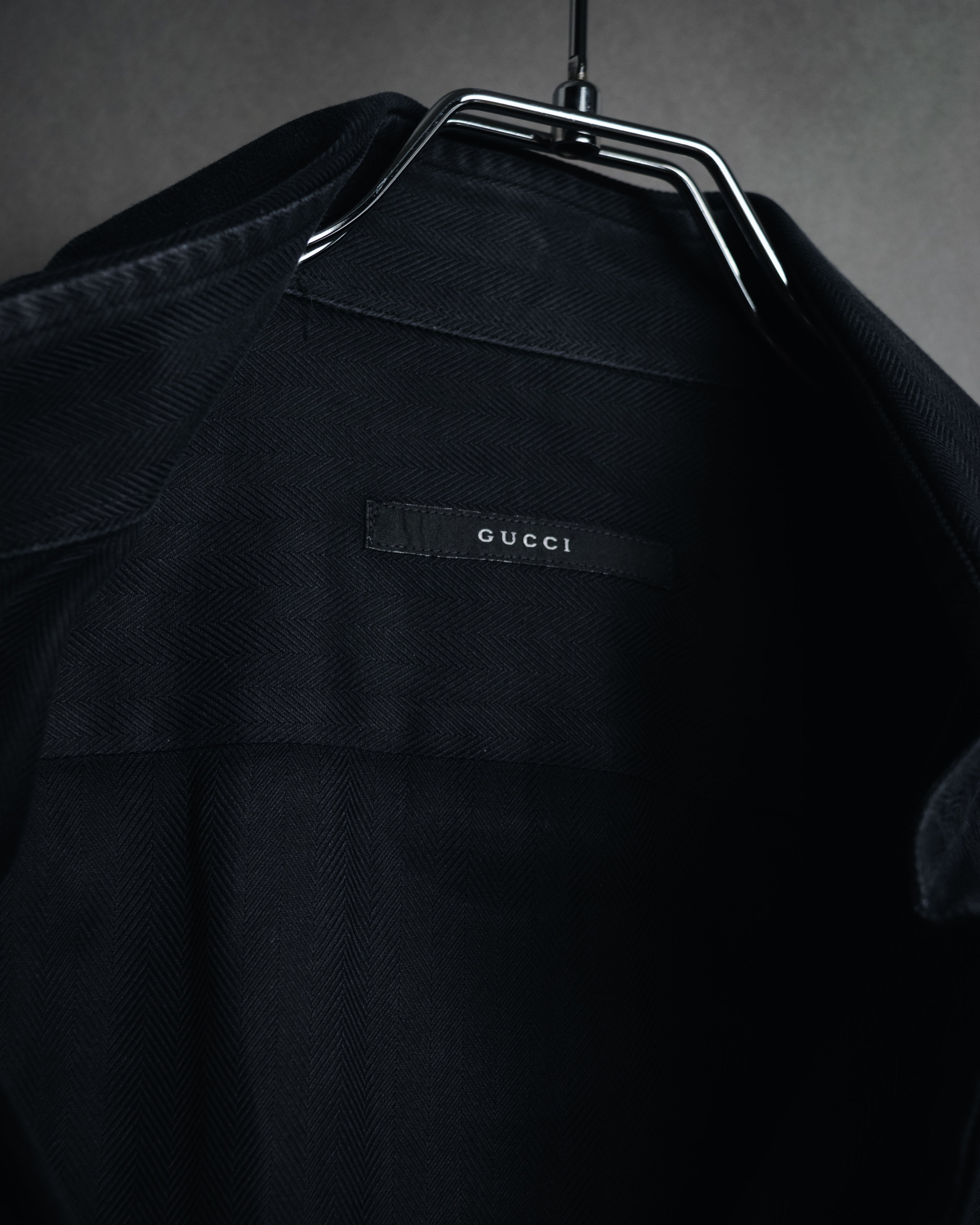 "GUCCI" 2008-2010 Herringbone wide collar dress shirt