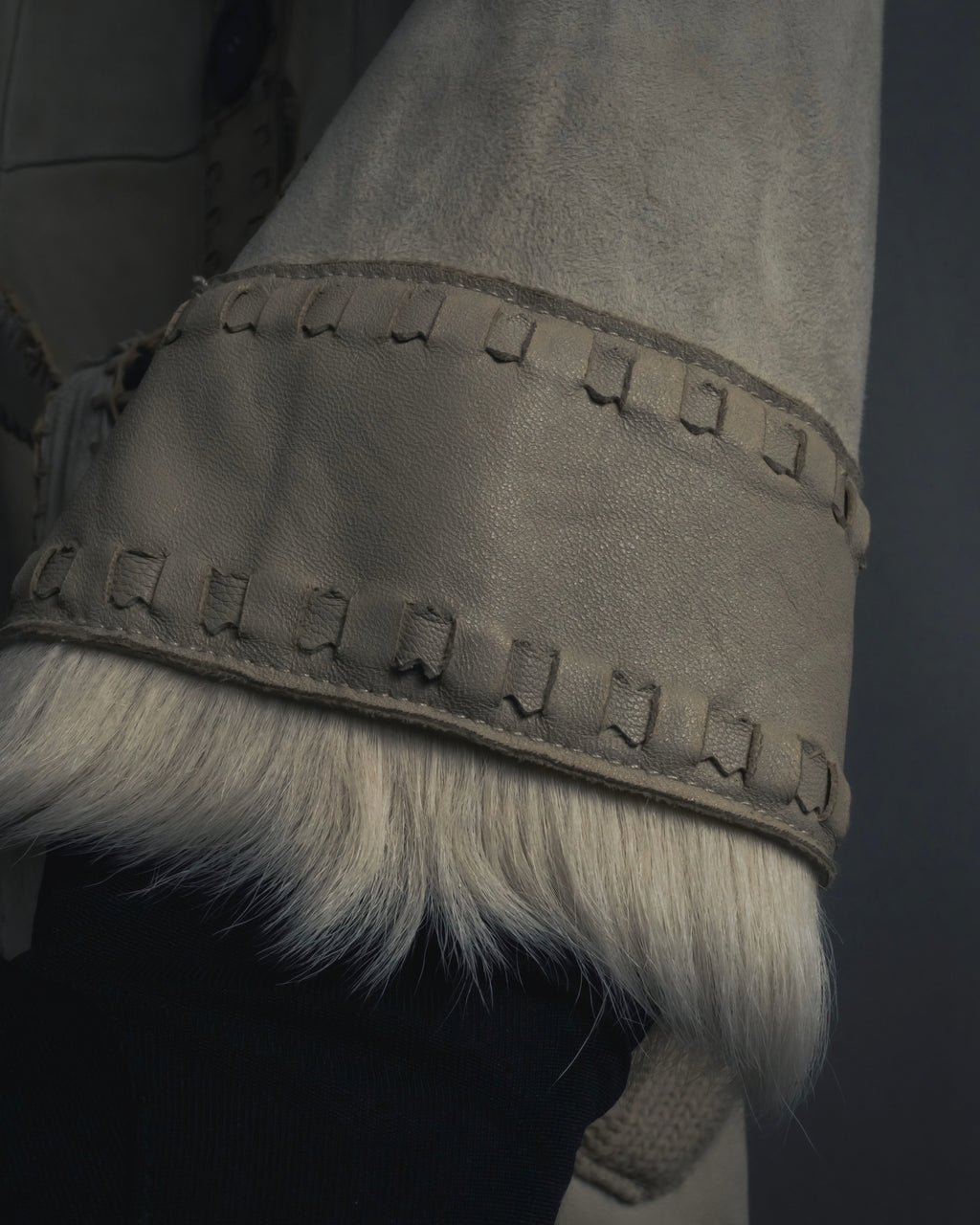 "BURBERRY BLUE LABEL" 00’s Shearling cable-knit pockets coat