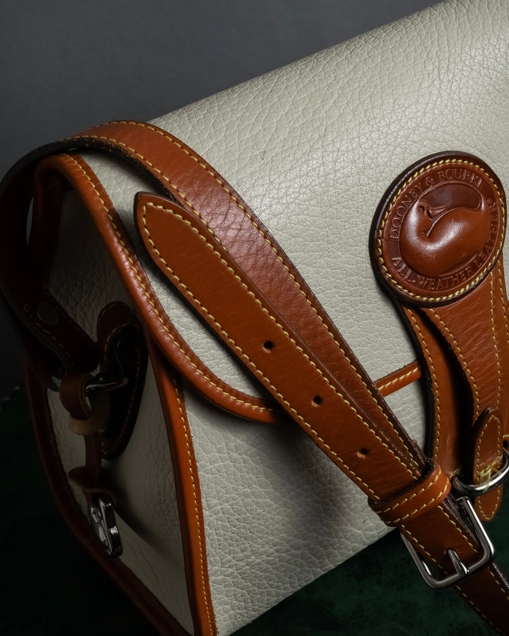 "Dooney & Bourke" Patch front design Two-tone leather shoulder bag