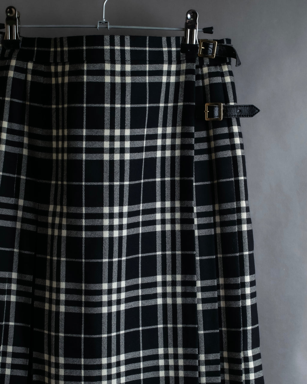 "BURBERRY" Tartan check pleated wrap skirt