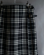 "BURBERRY" Tartan check pleated wrap skirt