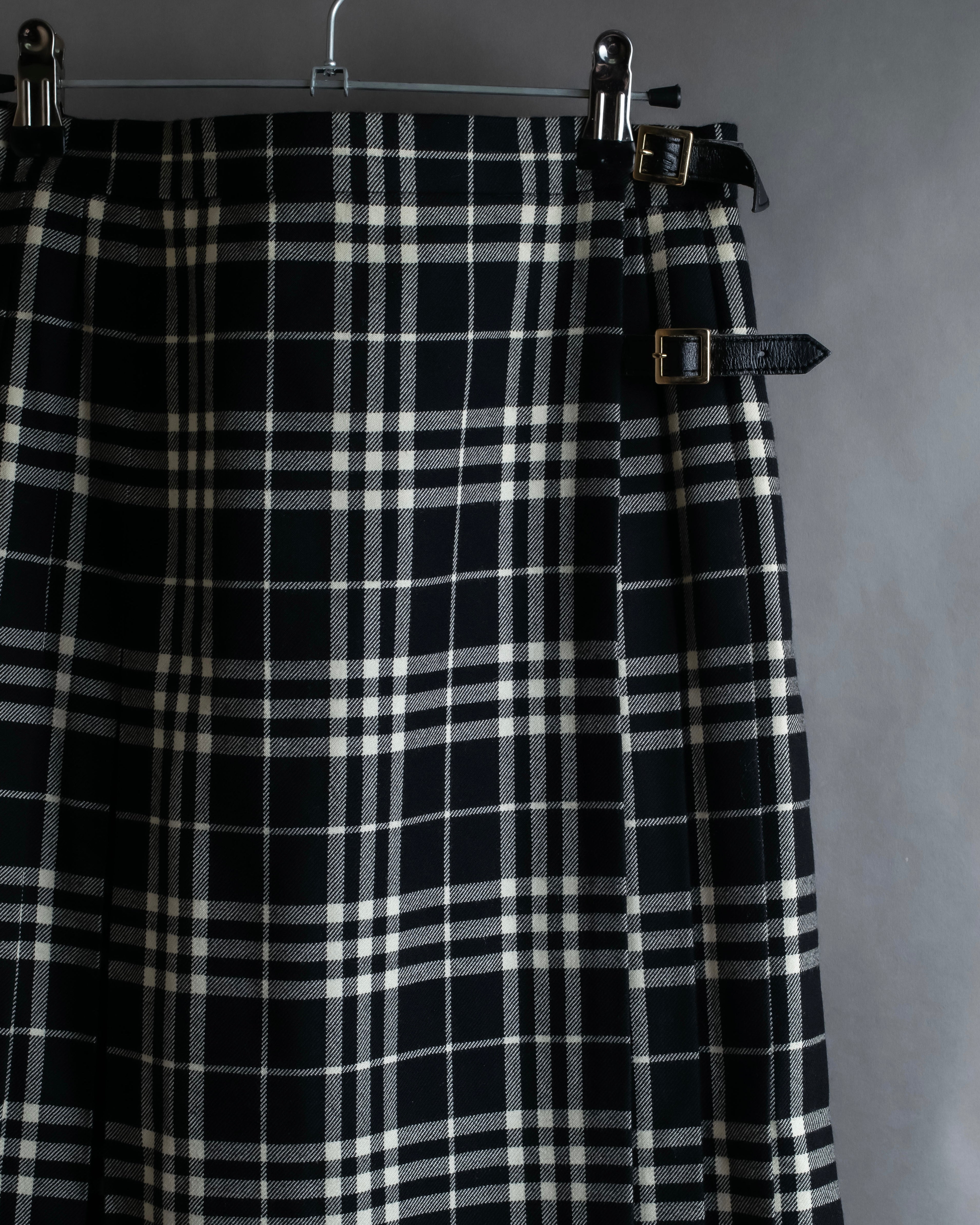 "BURBERRY" Tartan check pleated wrap skirt