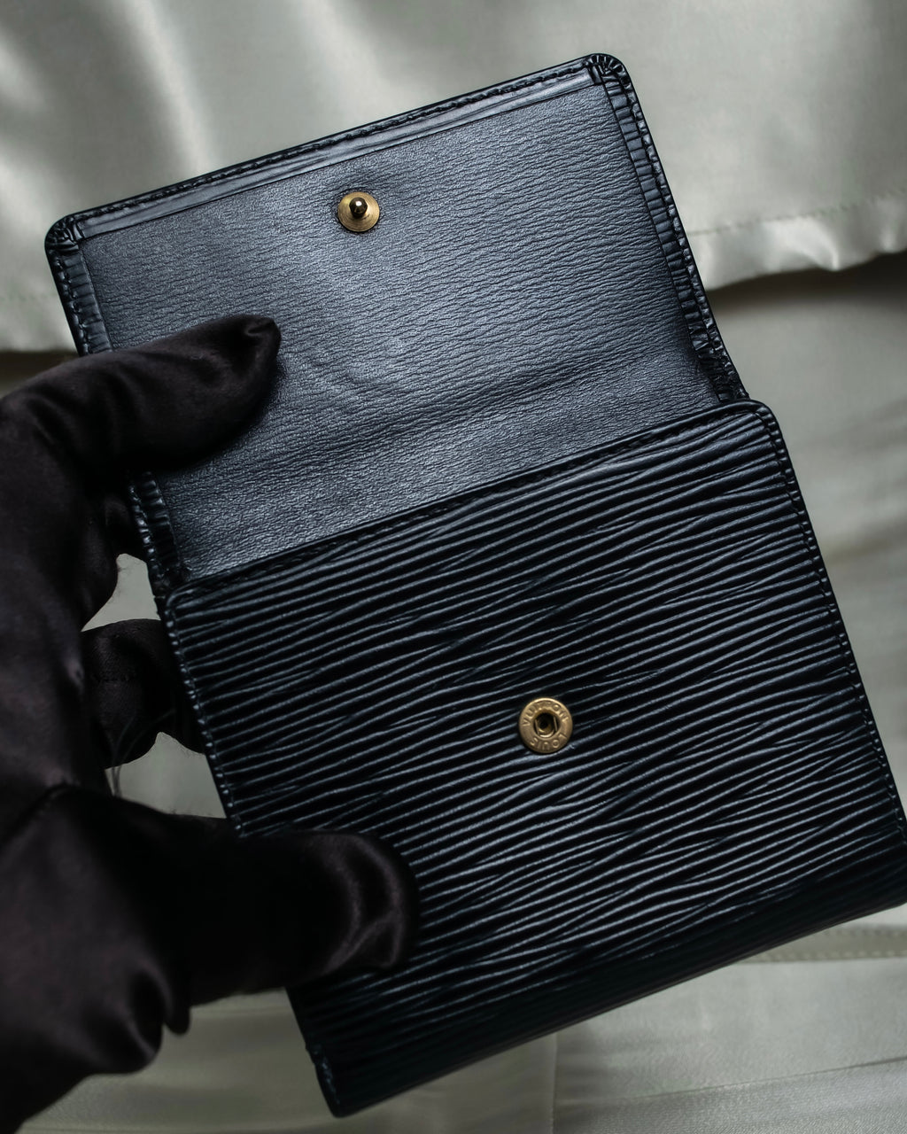 "Louis Vuitton" Horizontal Stripe Compact Leather Wallet